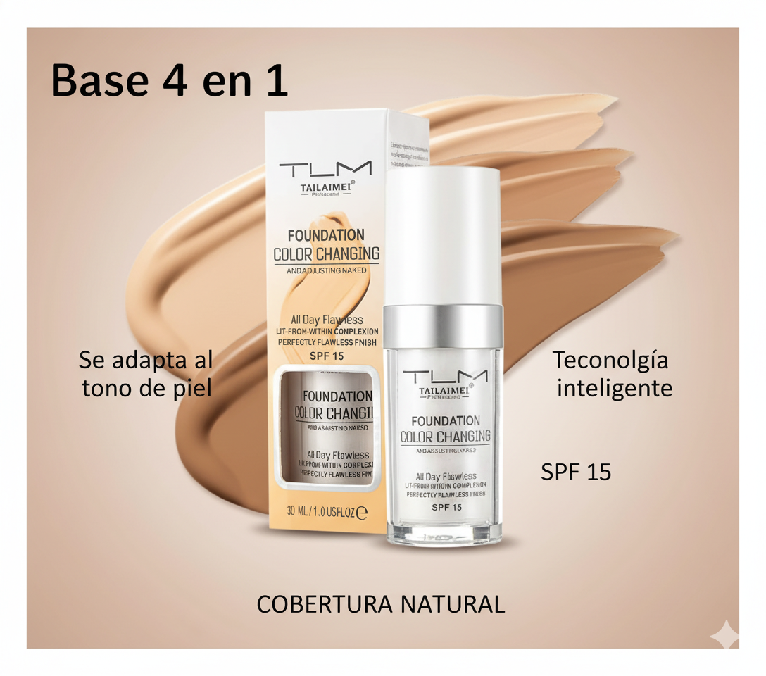 Base de maquillaje 4 en 1 TLM | Se adapta a tu tono y te deja la piel perfecta en segundos