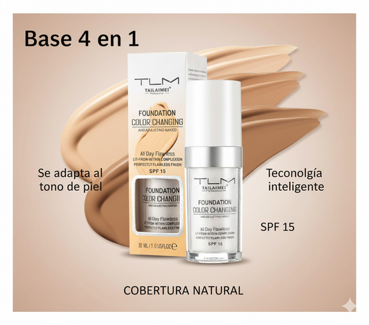Base de maquillaje 4 en 1 TLM | Se adapta a tu tono y te deja la piel perfecta en segundos