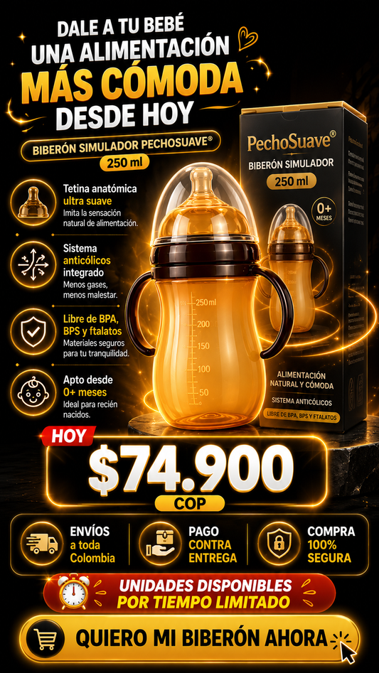 Biberón Simulador PechoSuave® 250 ml | El tetero que se siente como el pecho de mamá🥰