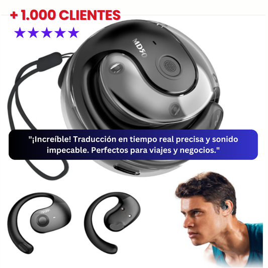 Auriculares Traductores de 144 idiomas | Entiende y comunícate en otros idiomas sin detener la conversación